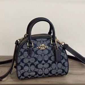 COACH Sydney Satchel Crossbody CH140 Signature Blue Denim Chambray AUTHENTC New!